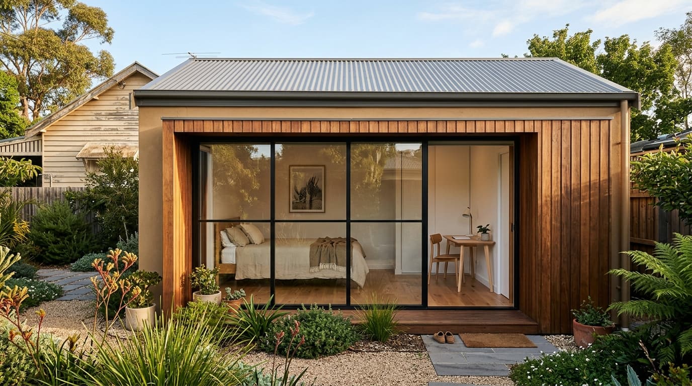 Newly finished garage conversion in a modern Australian home.